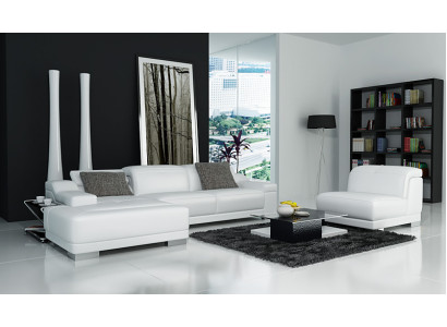 Canapé en cuir avec USB Canapé Canapé Salon Paysage vivant Canapé d'angle Suite Eck Design + Fauteuil