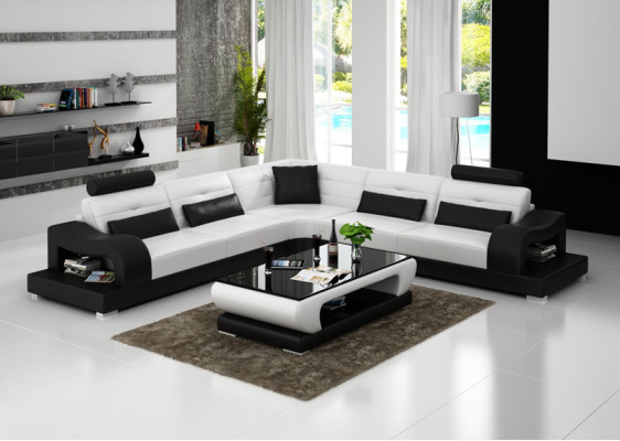 Canapé en cuir canapé salon paysage décor coin canapé design moderne suite