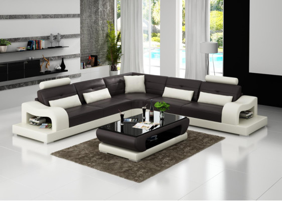Canapé en cuir canapé salon paysage décor coin canapé design moderne suite