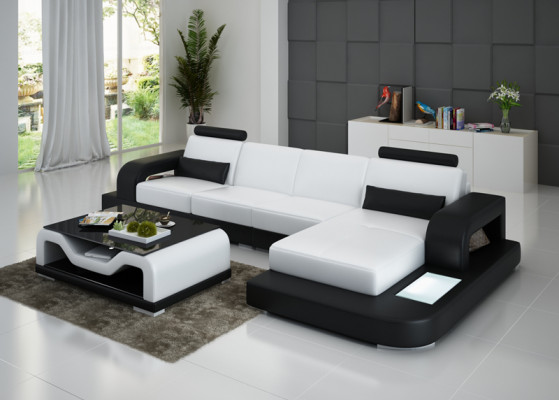 Canapé en cuir Canapé Salon en cuir Canapé d'angle Suite d'angle Design Moderne Canapé G8007C