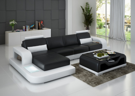 Canapé en cuir Canapé Salon en cuir Canapé d'angle Suite d'angle Design Moderne Canapé G8007C