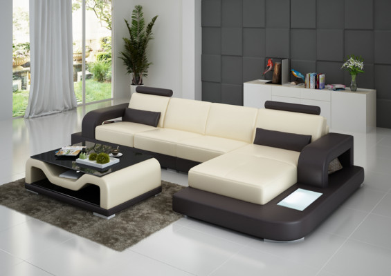 Canapé en cuir Canapé Salon en cuir Canapé d'angle Suite d'angle Design Moderne Canapé G8007C