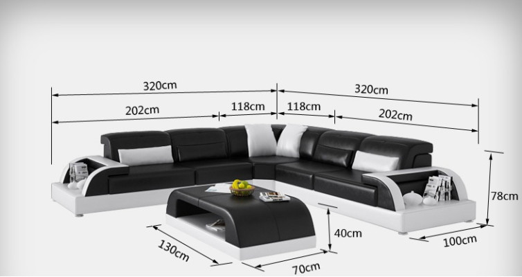 Canapé en cuir Canapé d'angle paysage de vie Coin canapé Suite d'angle Design Canapé moderne USB Blanc