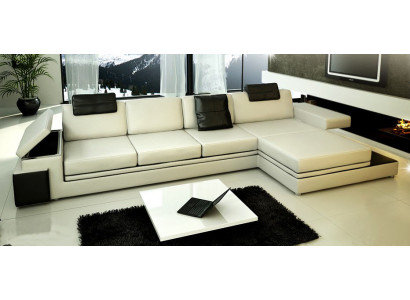 Canapé d'angle avec USB Canapé Sofa Paysage vivant Siège d'angle Suite en cuir Textile PHM88