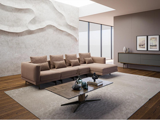 Meubles rembourrés beige de luxe Ensemble d'angle Canapé d'angle en L Mobilier design