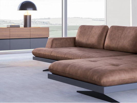 Salon Canapé d'angle en cuir en forme de L Meubles rembourrés Moderne Canapé de relaxation Canapé
