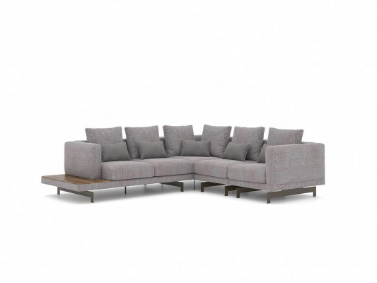 Canapé canapé en forme de L Gris Designer Canapé d'angle Tissu Luxe Mobilier de salon