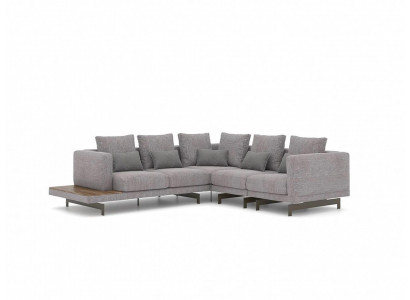 Canapé canapé en forme de L Gris Designer Canapé d'angle Tissu Luxe Mobilier de salon