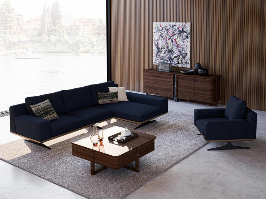 Mobilier de salon design bleu moderne Canapé Rembourré textile de luxe