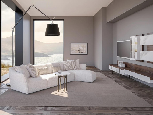 Sofa de salon en L de luxe blanc de Designer Corner Suite Meubles rembourrés