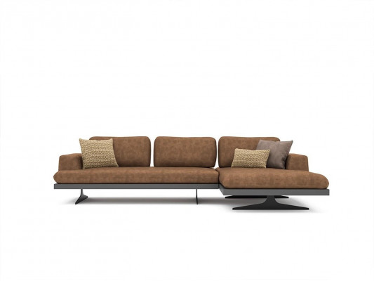 Canapé d'angle en forme de L Relax Salon Marron Canapé en cuir Mobilier rembourré Canapé d'angle
