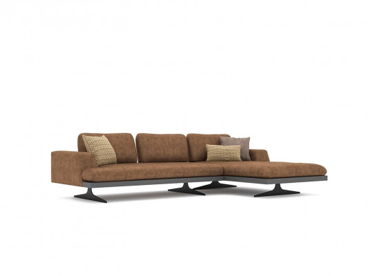 Canapé d'angle en forme de L Relax Salon Marron Canapé en cuir Mobilier rembourré Canapé d'angle