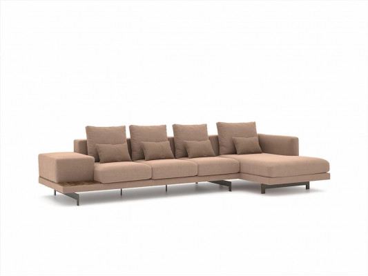 Canapé d'angle de luxe beige en forme de L Mobilier rembourré Salon Mobilier design