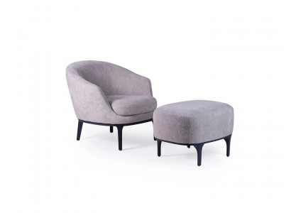 Ensemble de salon 2 pièces Fauteuil avec tabouret Designer Mobilier rembourré moderne