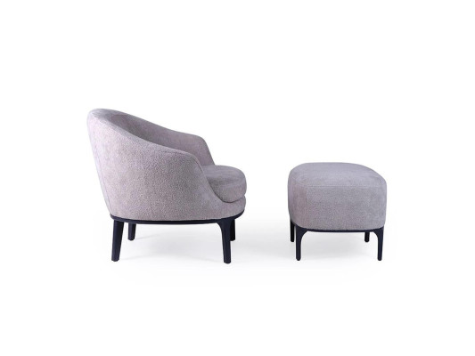 Ensemble de salon 2 pièces Fauteuil avec tabouret Designer Mobilier rembourré moderne