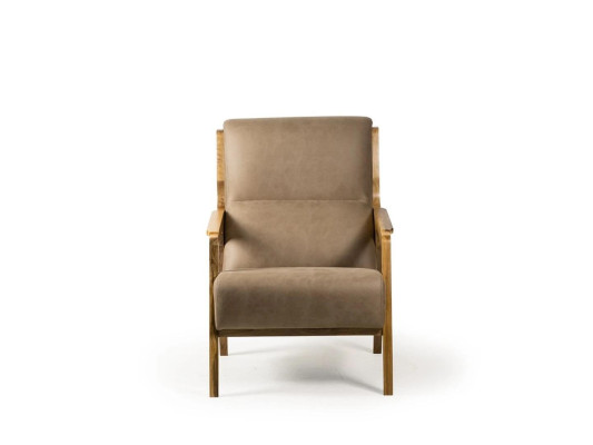 Fauteuil gris design en cuir pour le salon, siège luxueux, meuble rembourré.