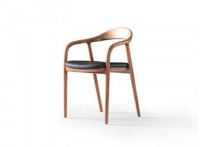 Chaise design en bois Fauteuil de luxe Fauteuils rembourrés Salle à manger Cuir