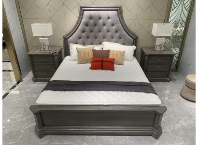 Lit double Lit Lit Cadre de lit Lits Lit conjugal Lit rembourré Bois Meubles Couleur grise