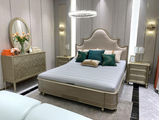 Conception de lits doubles d'hôtel en bois pour chambre à coucher, mobilier de lit en bois 180x200 neuf