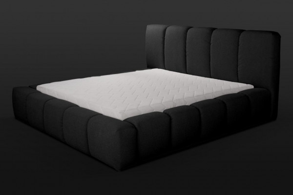 Lit noir Lit double Chambre Mobilier en bois Design Mobilier rembourré Tissu