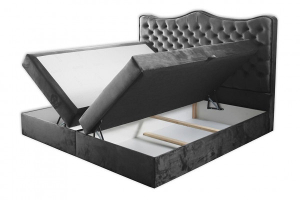 Lit sommier à ressorts Lits Rembourrage Lit Hôtel Cuir Textile Tissu 180x200cm Velours Mobilier