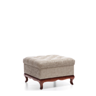 Tabouret Designer Chesterfield Pouf en Tissu Beige Tapisserie Tabouret Tissu