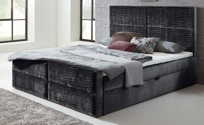 Boxspring Bed Leather Bed 200x200cm Hôtel Lit Double de Luxe Lits Modernes Neufs
