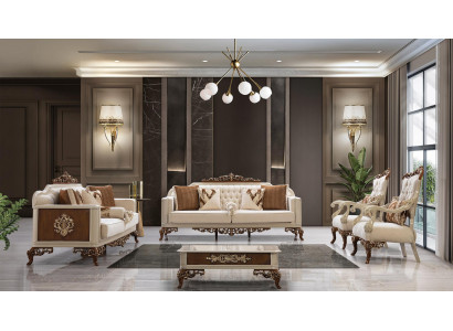 Ensemble de canapé 3+1+1+1 Table basse Luxe Canapé Fauteuil en tissu Baroque