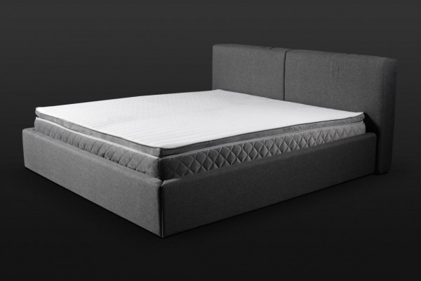 Lit double gris Rembourrage Lit base de lit Design Élégant Lit en tissu