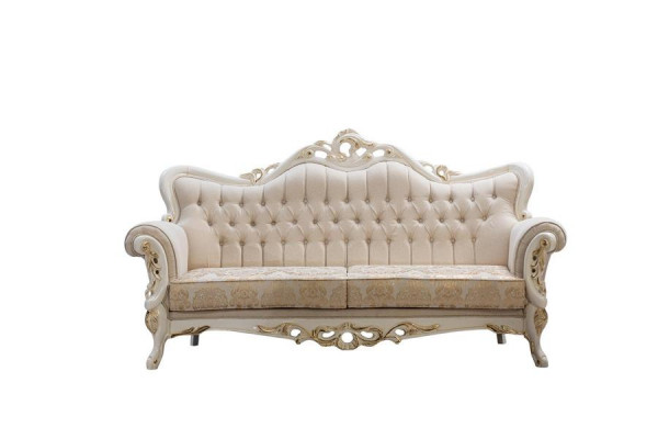 Canapé 3 places Tissu Trois canapés de salle de séjour de luxe style baroque Canapé baroque