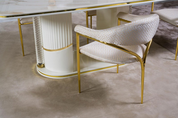 Ensemble de salle à manger Table à manger moderne + 6 chaises Table en bois chaises rembourrées 7 pièces. Groupe