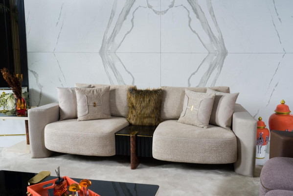 Ensemble de canapé 3+2+1 places Fauteuil de relaxation moderne Style moderne 3 pièces en tissu textile