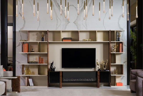 Unités murales télé en bois style moderne étagère meuble de salon armoire meuble TV stand