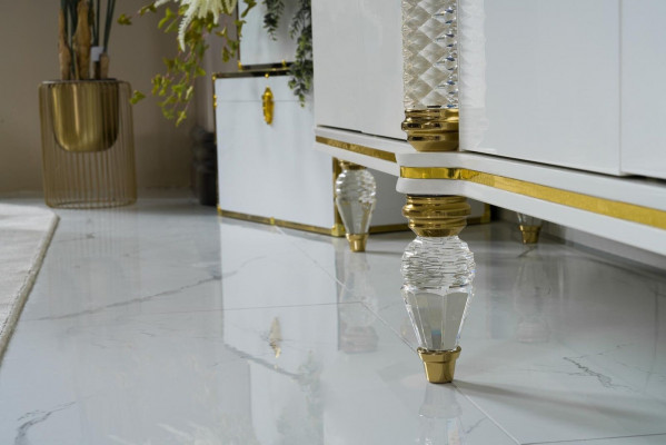 Bahut Armoire Meuble en bois de haute brillance Luxe Commode Bahut avec miroir de luxe