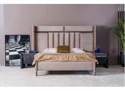 Ensemble de chambre de luxe Lit + 2x Tables de chevet Bois Complet Moderne nouveau