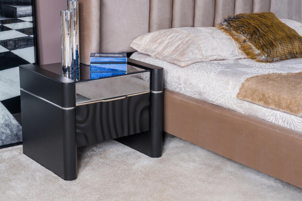 Ensemble de chambre de luxe Lit + 2x Tables de chevet Bois Complet Moderne nouveau