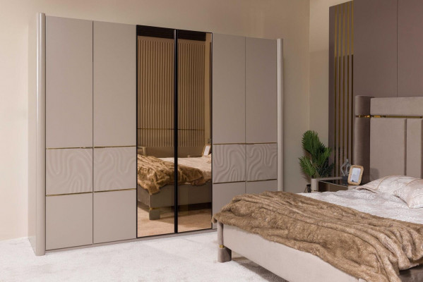 Armoire Armoire Mobilier de Chambre de Luxe Meubles Bois Taupe