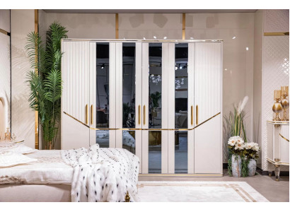 Armoires de garde-robe Conception de garde-robe Bois Beige Or Meubles modernes 270cm