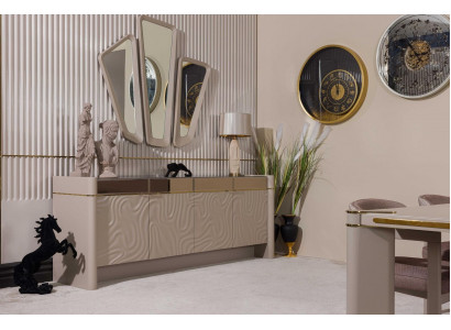 Buffet Buffet Suite de luxe Commode en bois Commodes modernes de 225 cm
