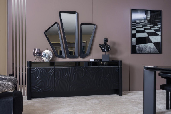 Sideboard 3x Miroir Sideboard Suite de Luxe Commode en Bois Modernes