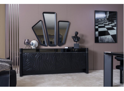 Sideboard 3x Miroir Sideboard Suite de Luxe Commode en Bois Modernes