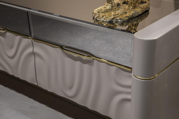 Unité murale de luxe armoire TV Meuble TV Beige Meuble de salon nouveau