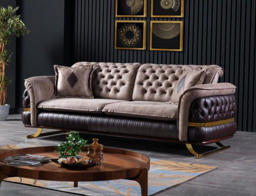 Canapé design trois places Canapés trois places en textile Canapé chesterfield trois places en tissu neuf
