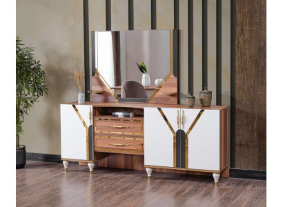 Buffet Armoire Marron Brillant Meubles en Bois de Luxe Commode Buffet Nouveau
