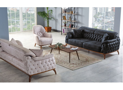 Ensemble de canapé 3+3+1 places, fauteuil relax moderne, style Chesterfield 3 pièces nouveau