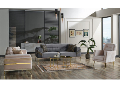 ensemble de canapés exclusifs 3+3+1 composé de 3 morceaux - 2 canapés - Fauteuil relaxant luxe