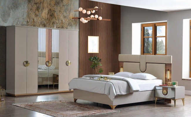 Ensemble de chambre de luxe Complet Lit 2x Tables de chevet Armoire 4 pièces nouvelle