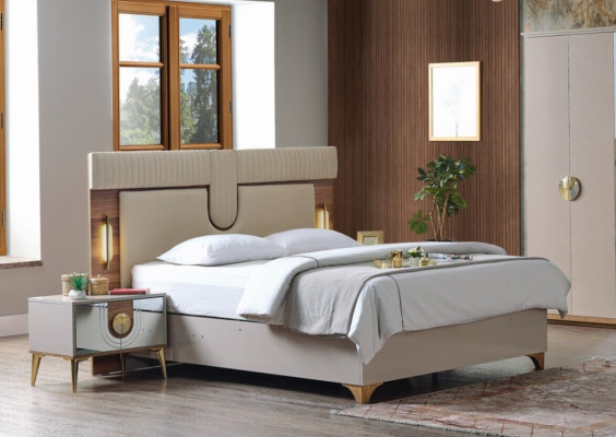 Ensemble de chambre de luxe Complet Lit 2x Tables de chevet Armoire 4 pièces nouvelle