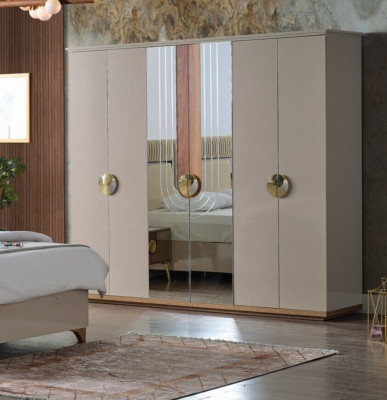 Ensemble de chambre de luxe Complet Lit 2x Tables de chevet Armoire 4 pièces nouvelle