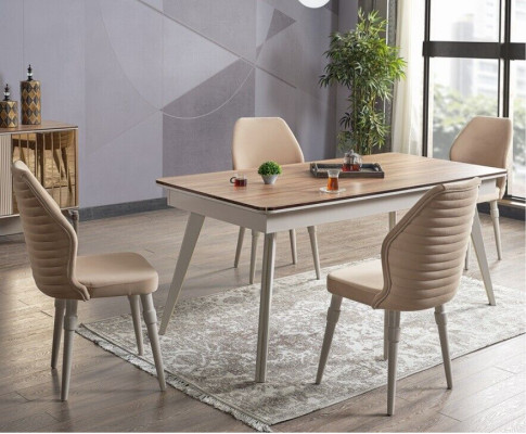 Salle à manger design Table à manger complète + 6 chaises Meubles modernes Table en bois neuve